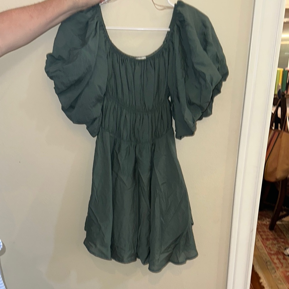 Altar’d State Green Puff Sleeve Dress